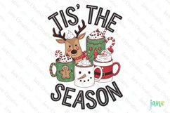 Retro Christmas Tis The Season Sublimation PNG Product Image 1