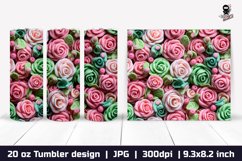 3d Flowers Tumbler, Roses Tumbler Sublimation Wrap Product Image 1