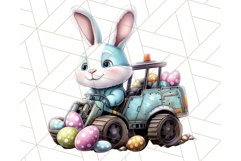 Pastel Easter Construction Clipart, Bunny Truck PNG Product Image 10