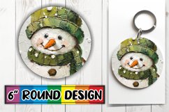 Holiday Snowman Round Keychain Design Sublimation Product Image 1