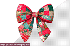 Christmas Patchwork Bow Clipart PNG Bundle Product Image 4