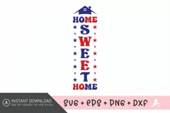 Home sweet home Porch Sign SVG, Red White and Blue SVG Product Image 1