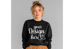 Gildan 18000 Black mockup, Gildan blank mockup Product Image 1