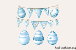 Baby Blue Easter Watercolor Clipart PNG Product Image 1