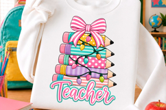 Preppy Teacher Pencil Stack Trending Png Product Image 1