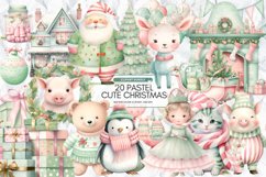 Cute Pastel Christmas Clipart, Set of 20 Png Bundle Product Image 1