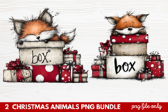 2 Christmas Animals PNG | Cute Festive Wildlife Clipart Product Image 1