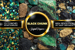 Black Emerald Glitter Digital Papers - 04 Variations Product Image 1
