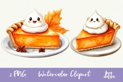 Pumpkin Pie PNG Halloween Ghost Cafe Clipart Sublimation Product Image 1