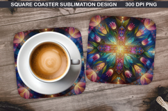 Flower Coaster Sublimation, Easter Coaster PNG Design Product Image 1