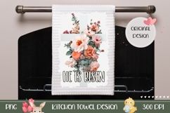Pastel Flowers Towel, Christian Floral Cross Towel Design Product Image 1
