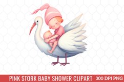 Pink Stork Baby Shower Clipart Sublimation Product Image 11