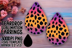 Colorful Glittery Leopard Teardrop Earring PNG Product Image 1