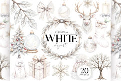 White Christmas Clipart, Vintage PNG Product Image 1