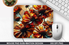 Flowers Mouse Pad Sublimation, Autumn Mouse Pad PNG Design Product Image 1