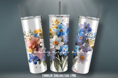 Watercolor Flowers Tumbler Wrap Sublimation Designs |PNG Product Image 2