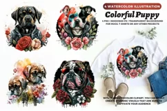 Colorful Puppy | Dog watercolor drawing | Watercolor dogs Product Image 1
