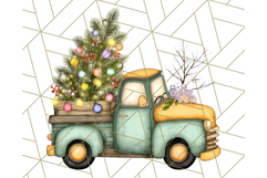 Vintage Christmas Truck Clipart PNG, Retro Holiday Vehicle Product Image 2