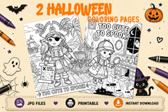 Halloween coloring pages sweet pirate girl, detective doll Product Image 1