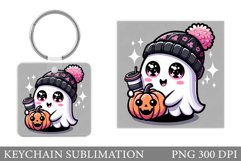 Cute Ghost Keychain Design. Cute Ghost Sublimation Product Image 1