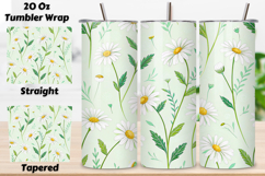 Minimalist Daisies Seamless Tumbler Wrap, Clean and Simple Product Image 1