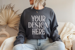 Dark Heather Gildan 18000 Sweatshirt Mockups ,18000 Mockups Product Image 1