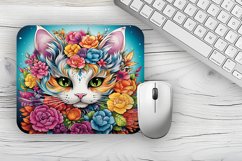 flower cat Mousepad PNG, Animal Mousepad Sublimation Designs Product Image 1