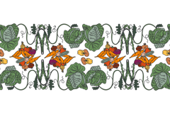 Botanical decorative different vegetables horizontal seamles Product Image 1