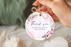 Floral Thank You Sticker Template for Canva Printable Round Product Image 4