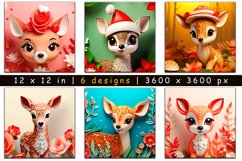 Christmas Deer Digital Paper, 3D Deer sublimation Product Image 1
