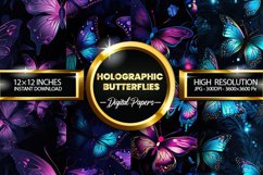 Holographic Butterflies Digital Papers - 04 Variations Product Image 1