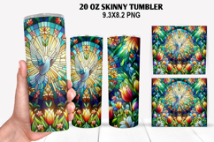 Dove Flower Skinny Tumbler 20oz Wrap Design, Easter Tumbler Product Image 1