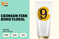 Crimson Fern Boho Floral Monogram Product Image 1