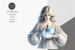 Woman magic pottle, Fantasy clipart, Watercolor clipart Product Image 1