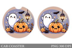 Cute Ghost Car Coaster Design. Halloween Car Coaster Product Image 1