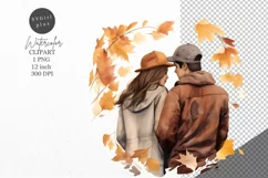 Autumn clipart, Couple clipart, Fall clipart Product Image 1