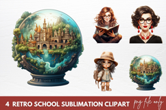 Retro School Sublimation Clipart, School Clipart PNG Product Image 1