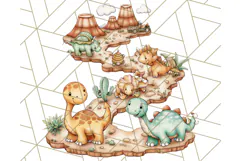 Cute Cartoon Dinosaur Clipart PNG, Prehistoric Animals PNG Product Image 2