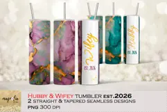 Hubby and Wifey Wedding Est.2026 Tumbler Sublimation Product Image 1