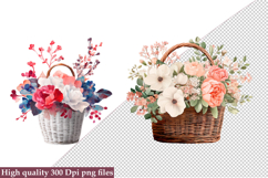 Watercolor Flower Basket Clipart, Flower Basket PNG Product Image 1