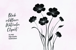 Black wildflower outline clipart sublimation Product Image 1
