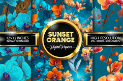 Sunset Orange Digital Papers - 04 variations Product Image 1