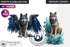 Watercolor Mystic Wolf Fantasy Clipart animal PNG Graphics Product Image 1