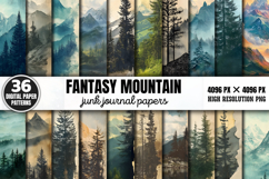 Fantasy Mountain Junk Journal Paper Bundle PNG Product Image 1