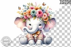 Floral Crown Elephant Sublimation - Clipart Bundle Product Image 11