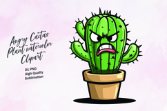 Angry cactus plant clipart PNG Product Image 1