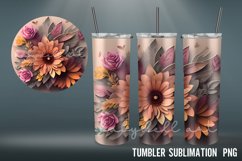 3D Flowers Tumbler | Sublimation 20 oz Skinny Tumbler Product Image 3
