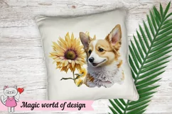 Chihuahu Dog with Sunflower png, Sublimation design Product Image 5