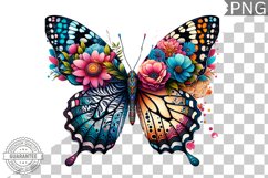 Vibrant Floral Butterfly Sublimation - Clipart PNG Design Product Image 1