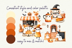 Cute Ghost Cafe Watercolor Clipart Product Image 8